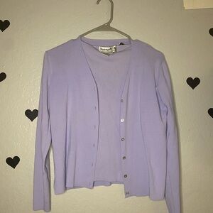 Joseph A. Lavender Knit Cardigan & Tank Twin Set – Size M